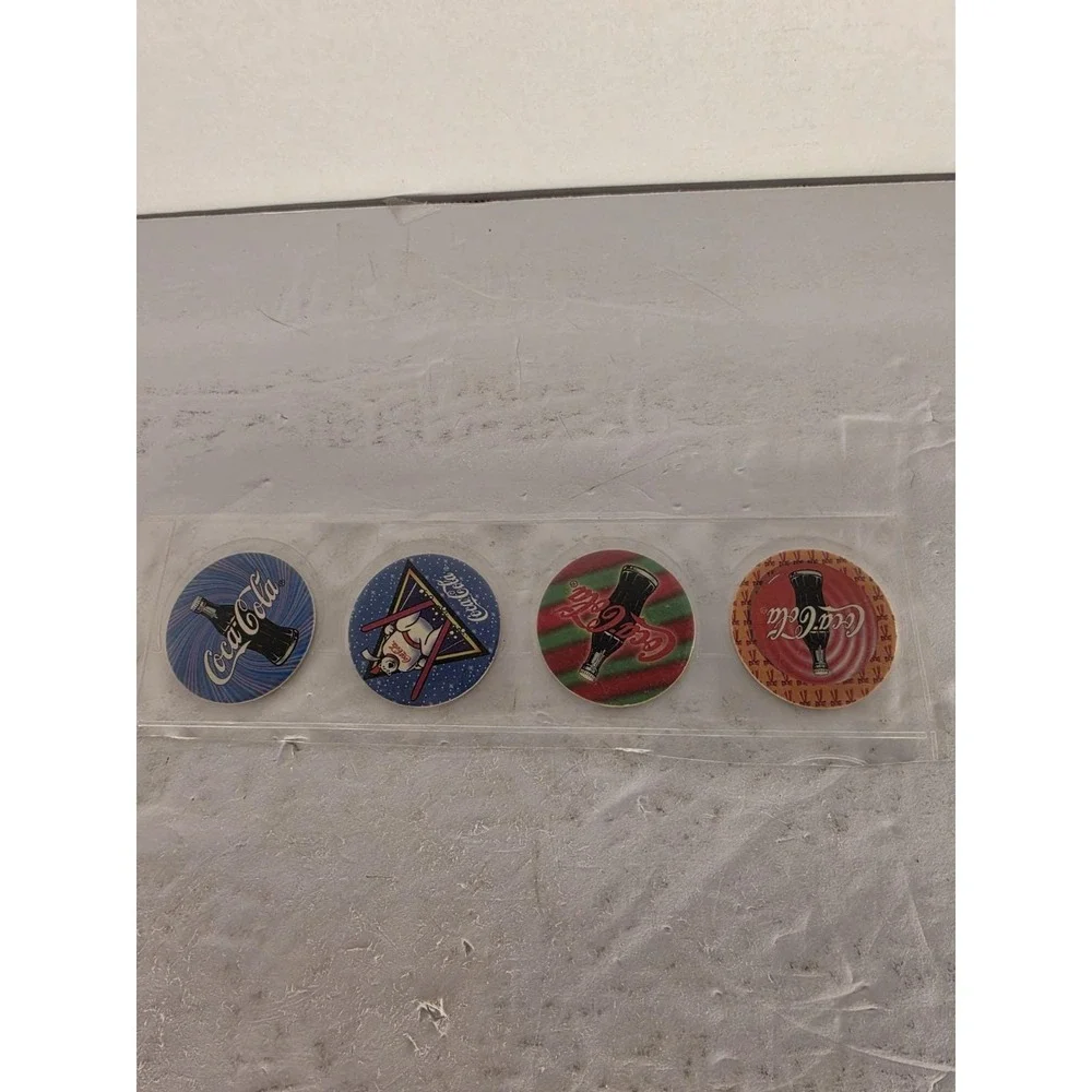 Vintage Coca-Cola Coke Caps Collect-A-Card Lot of 4 1990s Pogs Collectible